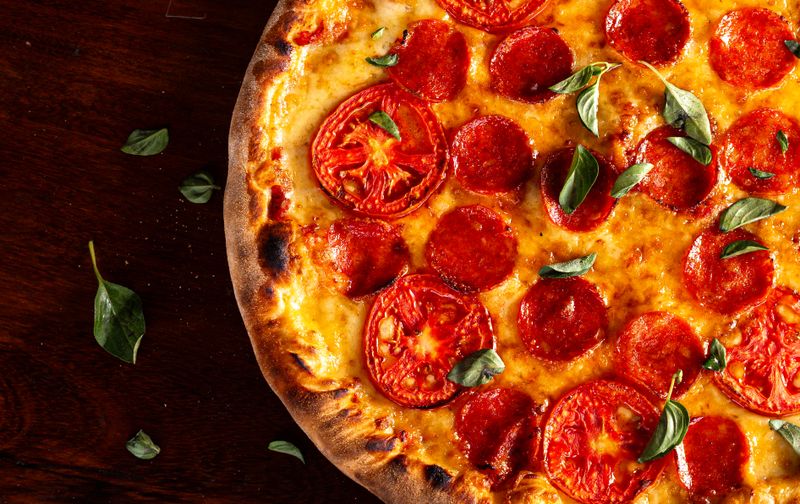 Pepperoni Deluxe Detroit pizza with crispy crust